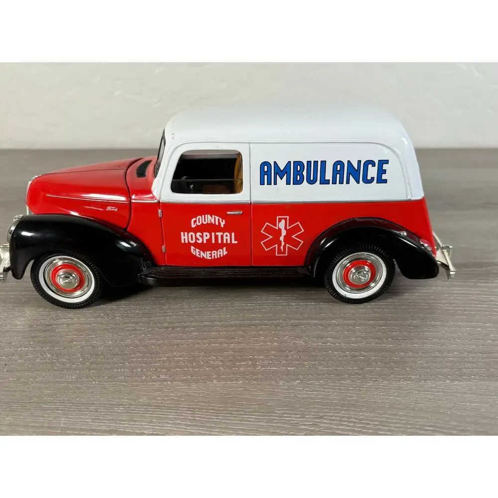 1940 Ford Ambulance Golden‎ Wheel Die Cast Piggy Bank- EUC